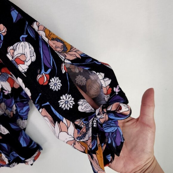 Free People Keepin' On Tee Tropical Blouse Size Large Dolman 3/4 Sleeve Floral - Picture 14 of 15